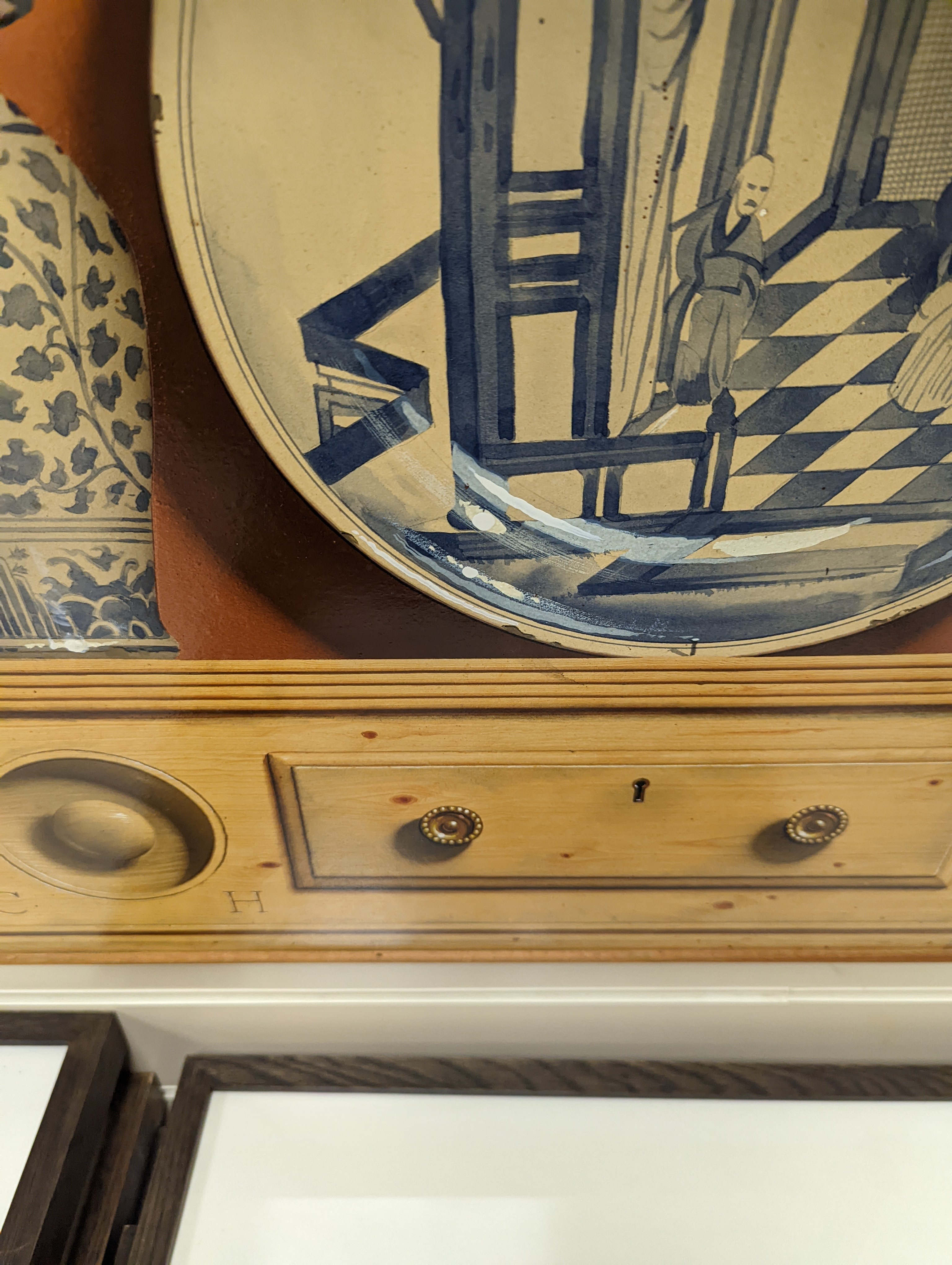 Frederick Clifford Harrison (1901-1984), oil on board, 'Chinese plates and vase from The David Foundation', initialled, 1970 Stacey Mark label verso, 54 x 79cm